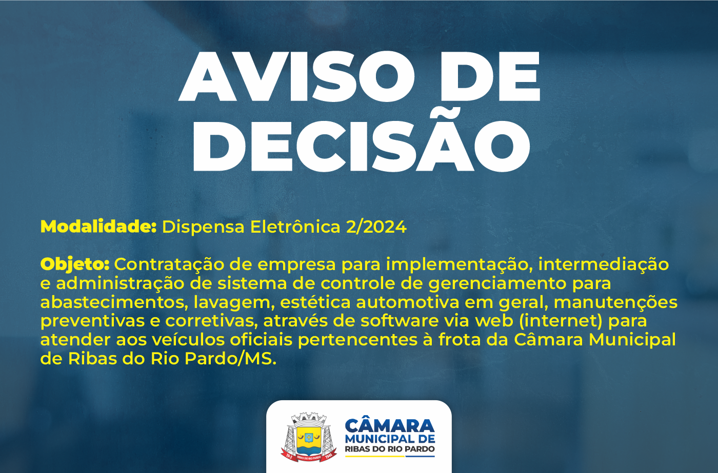 Aviso de decisão - Habilitação da Prime Consultoria na Dispensa Eletrônica 2/2024